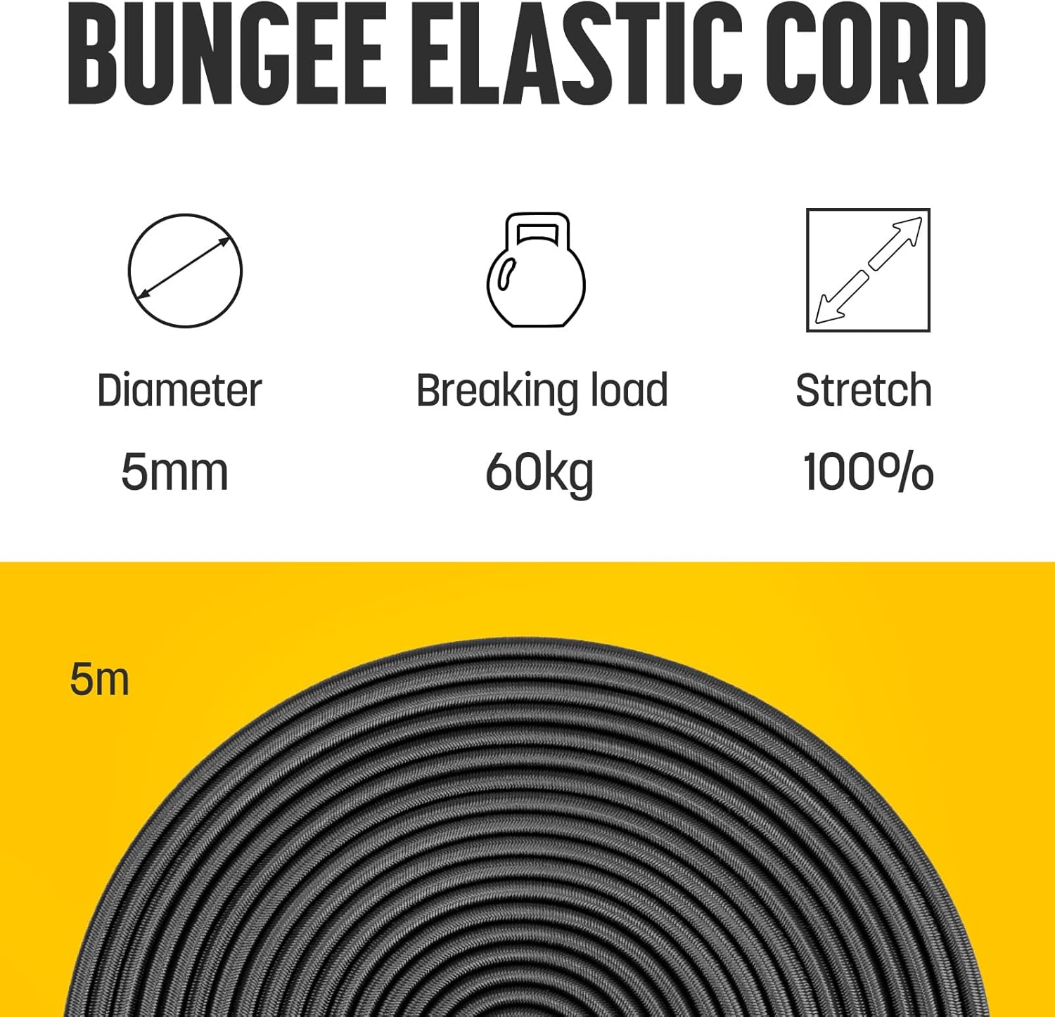 Thumbnail 2 de Kamu Synber 5mm x 5m Bungee Cord: Durable Elastic Shock Cord for Outdoor Use
