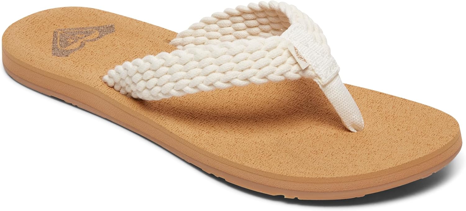 Detalle de Roxy ARJL100397 – Tongs Femme, design Heritage et confort en coton tressé