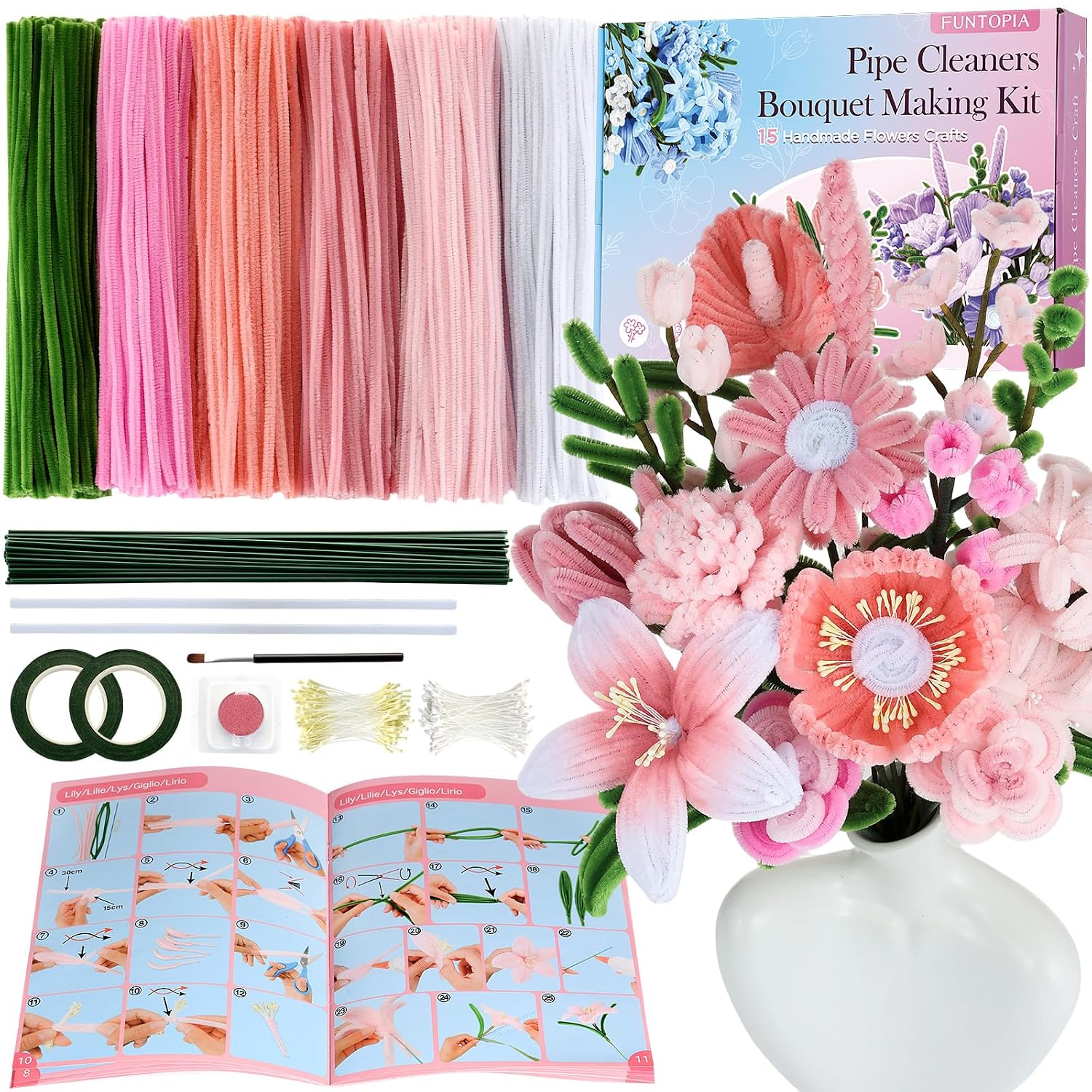 Thumbnail 6 de Funtopia Pipe Cleaner Flowers: 540-Piece Craft Kit for DIY Bouquets