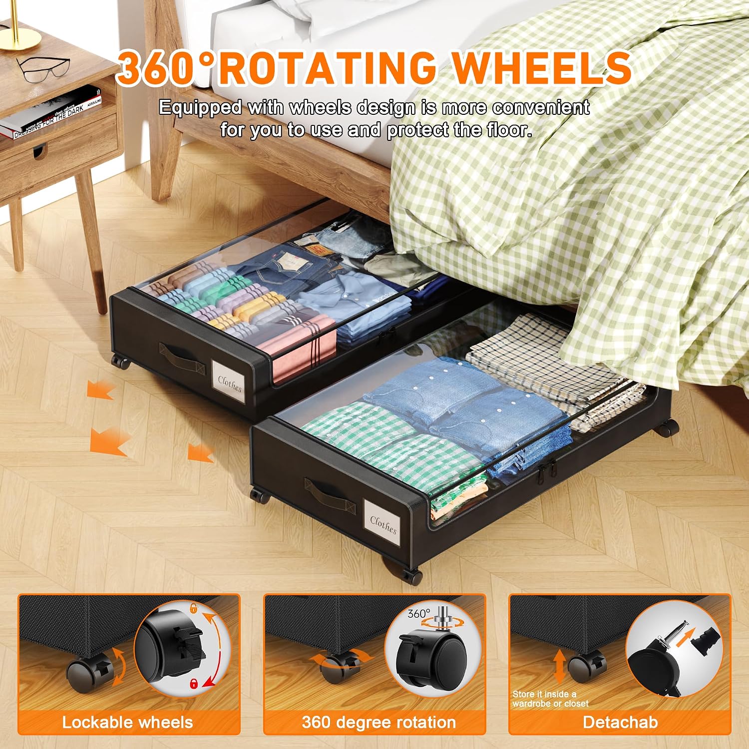 Detalle de Under Bed Storage with Wheels, 2 Pack ⚙
