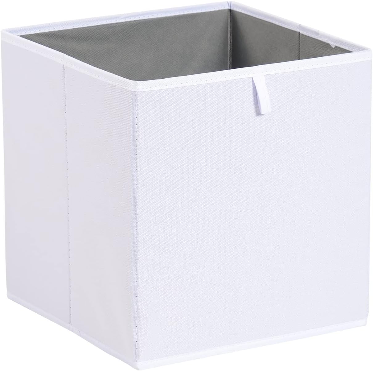 Detalle de Amazon Basics zusammenklappbare Aufbewahrungswürfel aus Stoff – 6er-Pack, Weiß, 26,7 × 26,7 × 28 cm