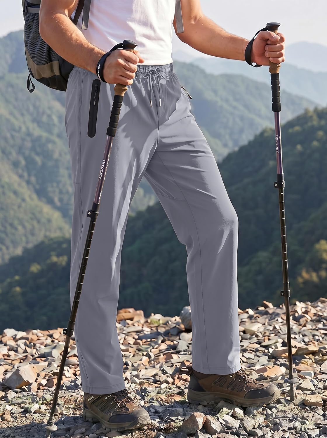 Thumbnail 2 de EKLENTSON Men's Lightweight Outdoor Trousers: Quick-Dry Stretch Joggers with Zip Pockets