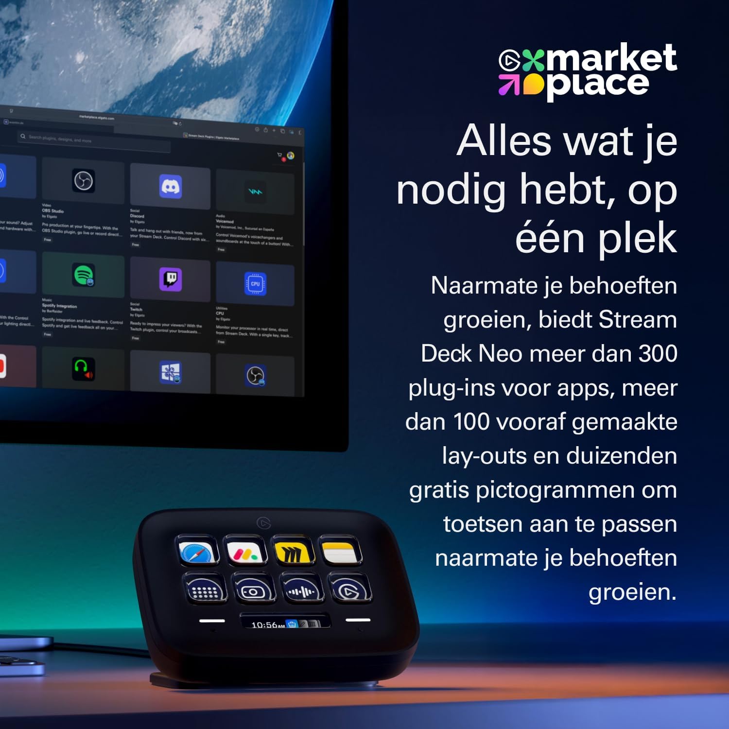 Detalle 2 de Elgato Stream Deck Neo 20GBJ9911-bk, zwart bedieningspaneel met 8 toetsen