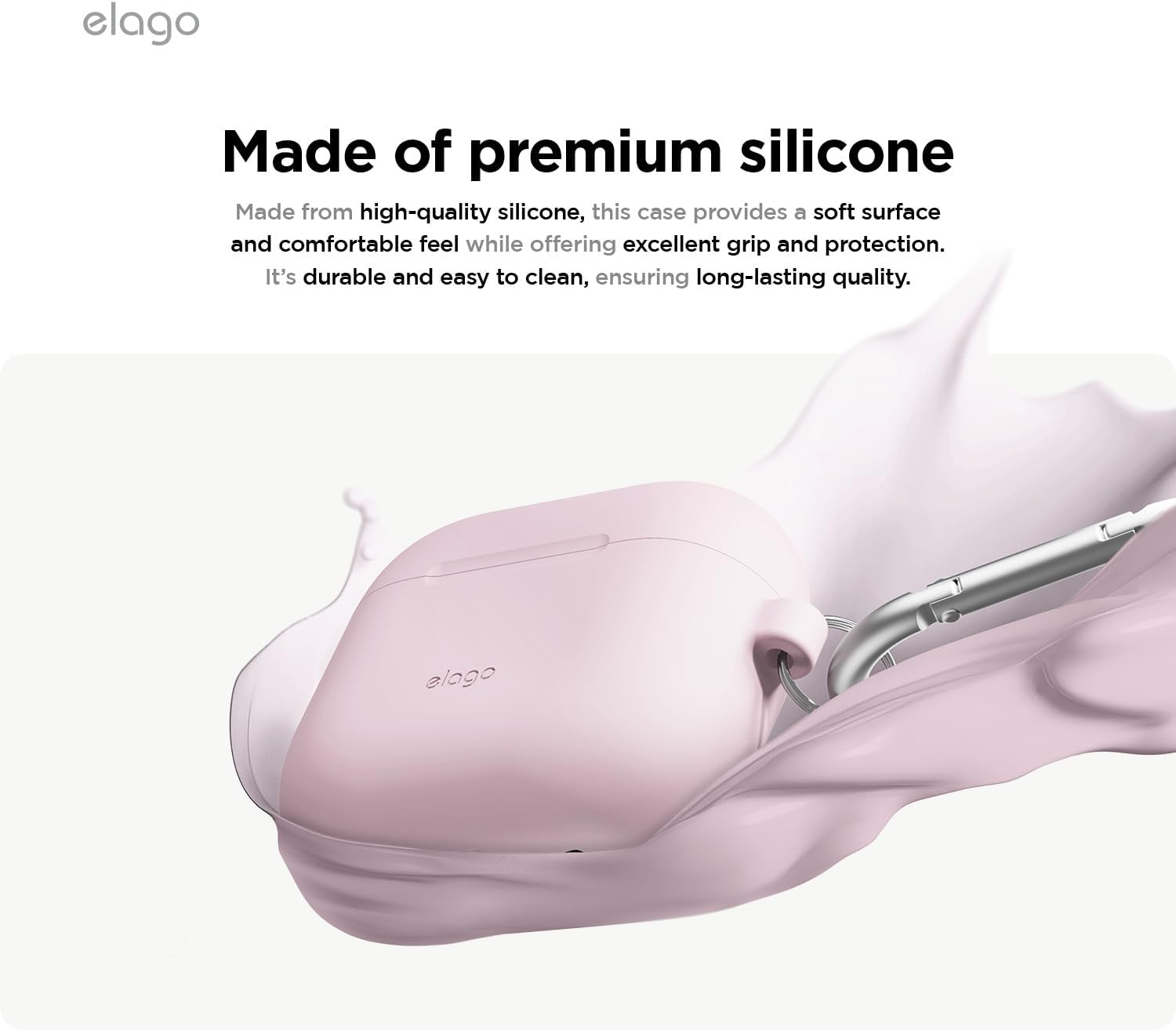 Thumbnail 2 de elago Coque en silicone pour étui AirPods 4 avec mousqueton inclus (mauve)