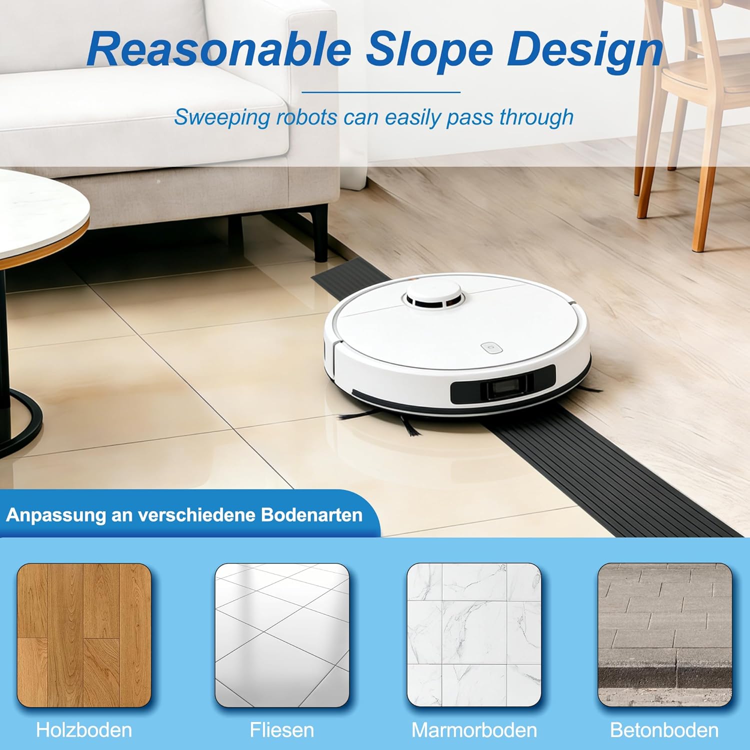 Thumbnail 5 de CUTIS Türschwellenrampe 90 x 6,5 x 2,5 cm (Schwarz) – Rampe für Saugroboter, Kinderwagen, Rollatoren und E-Scooter