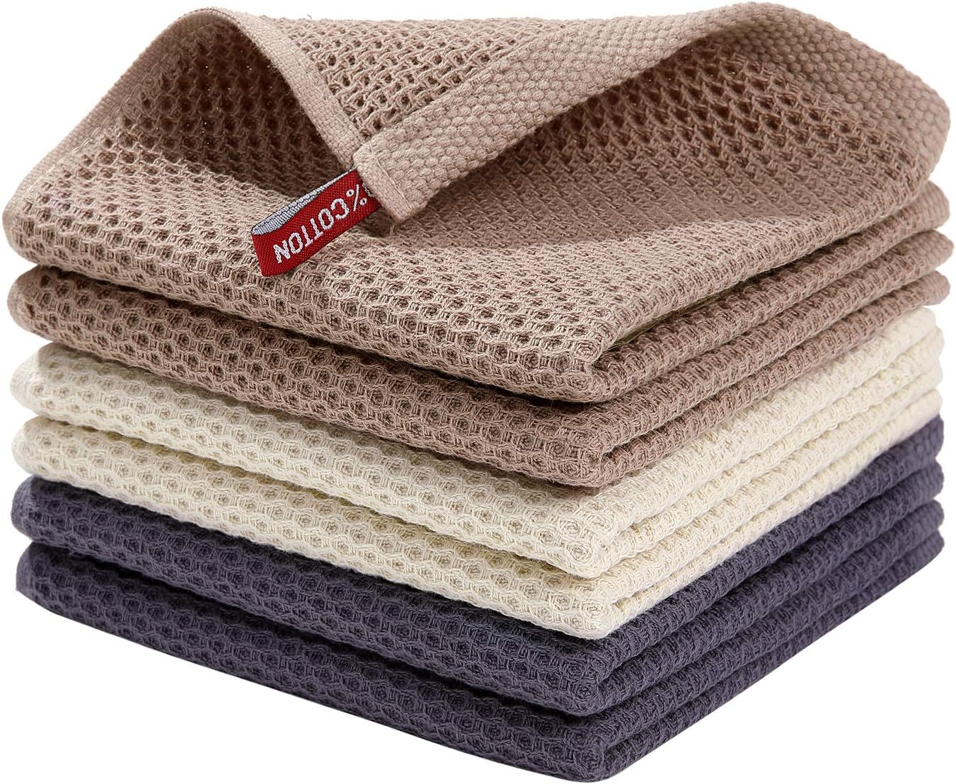 Detalle de Homaxy 100% Cotton Kitchen Towels 12 x 12 in 🧽