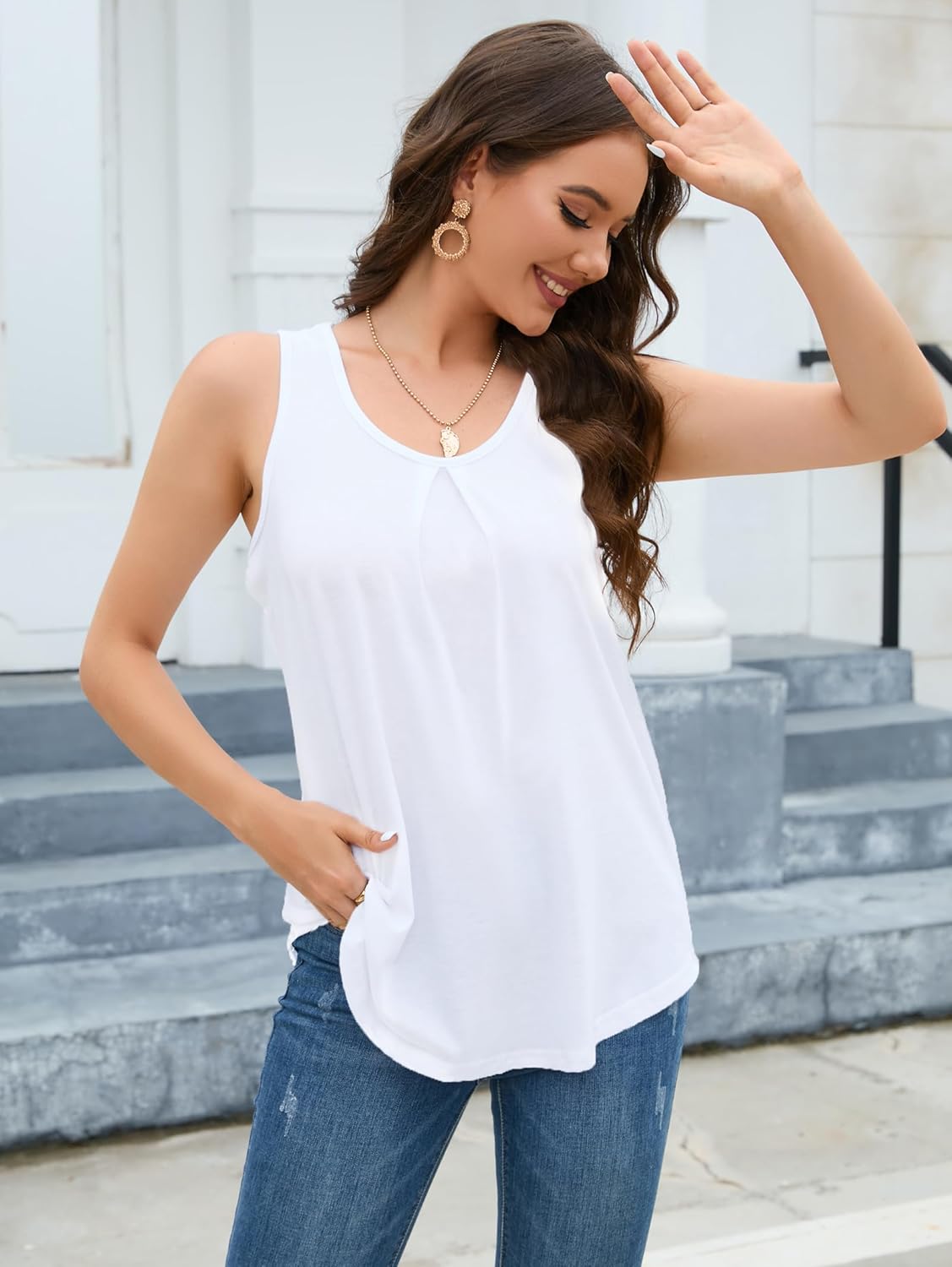 Thumbnail 2 de iChunhua Ladies Summer Vest Tank Tops: Scoop Neck, Loose Fit Sleeveless Top