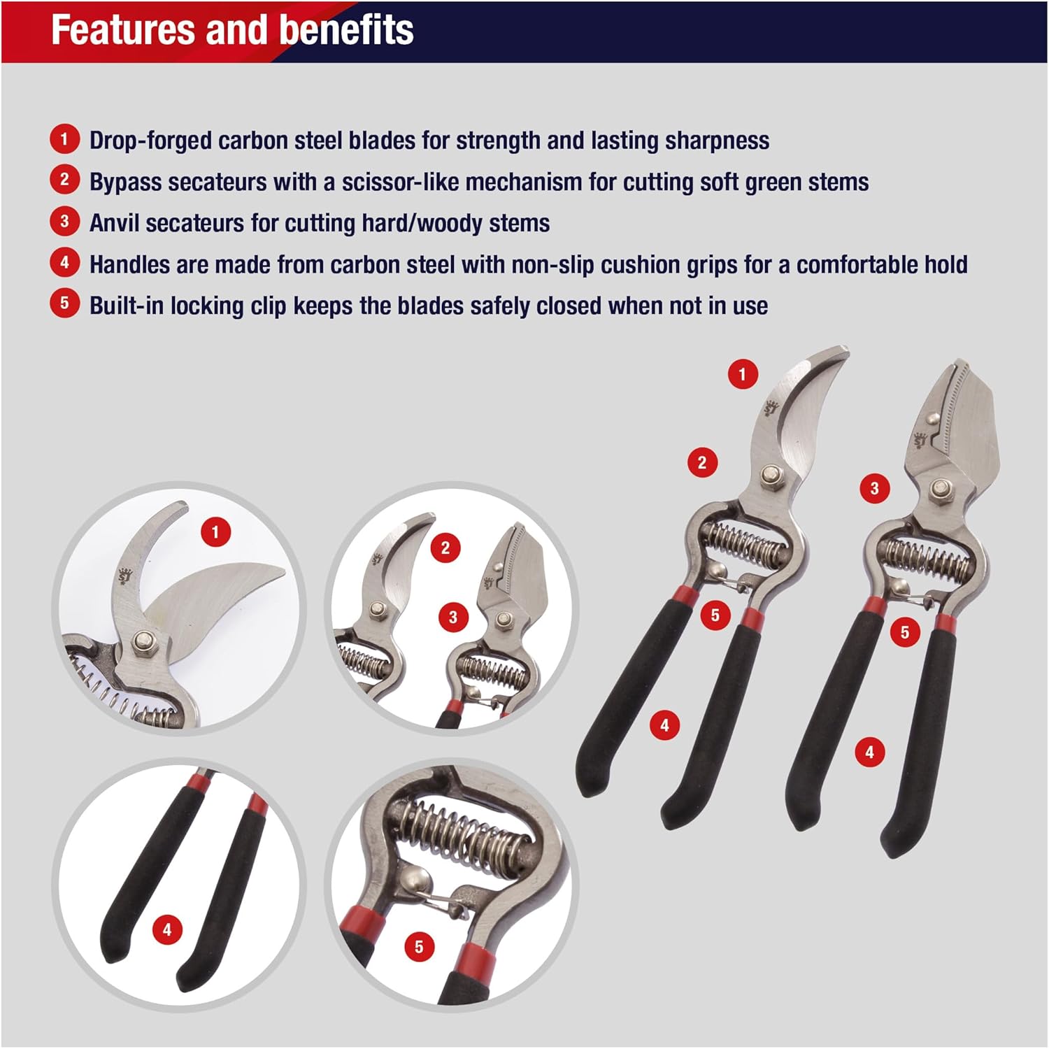 Thumbnail 1 de Spear & Jackson CUTTINGSET8 Traditional Bypass and Anvil Secateurs Set