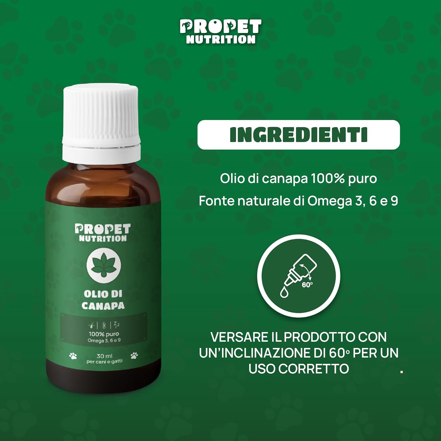 Detalle de Olio di canapa per Cani e Gatti — 700 Gocce, 20000 MG di Acidi Grasssi Insaturi, Calmante Naturale