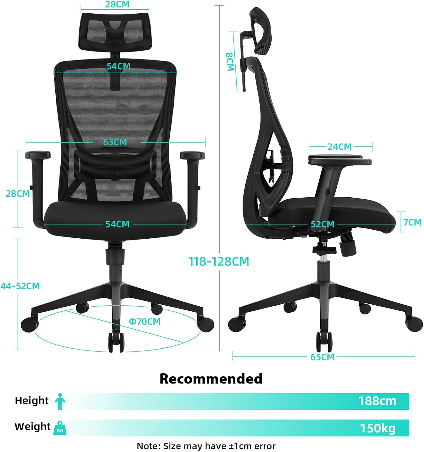 Detalle 2 de Durrafy D-03 ergonomic office chair 150kg