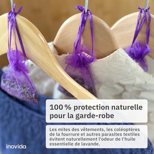 Detalle 2 de Inovida Sachets Parfumés Lavande – 20 sachets de lavande séchée pour armoire, linge et voiture