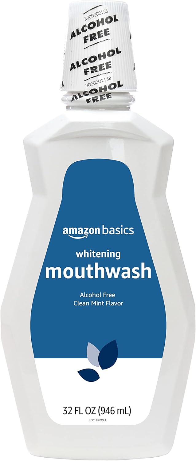 Thumbnail 1 de Amazon Basics Teeth Whitening Mouthwash (Alcohol-Free) – Clean Mint Flavor, 32 fl oz, 4-Pack