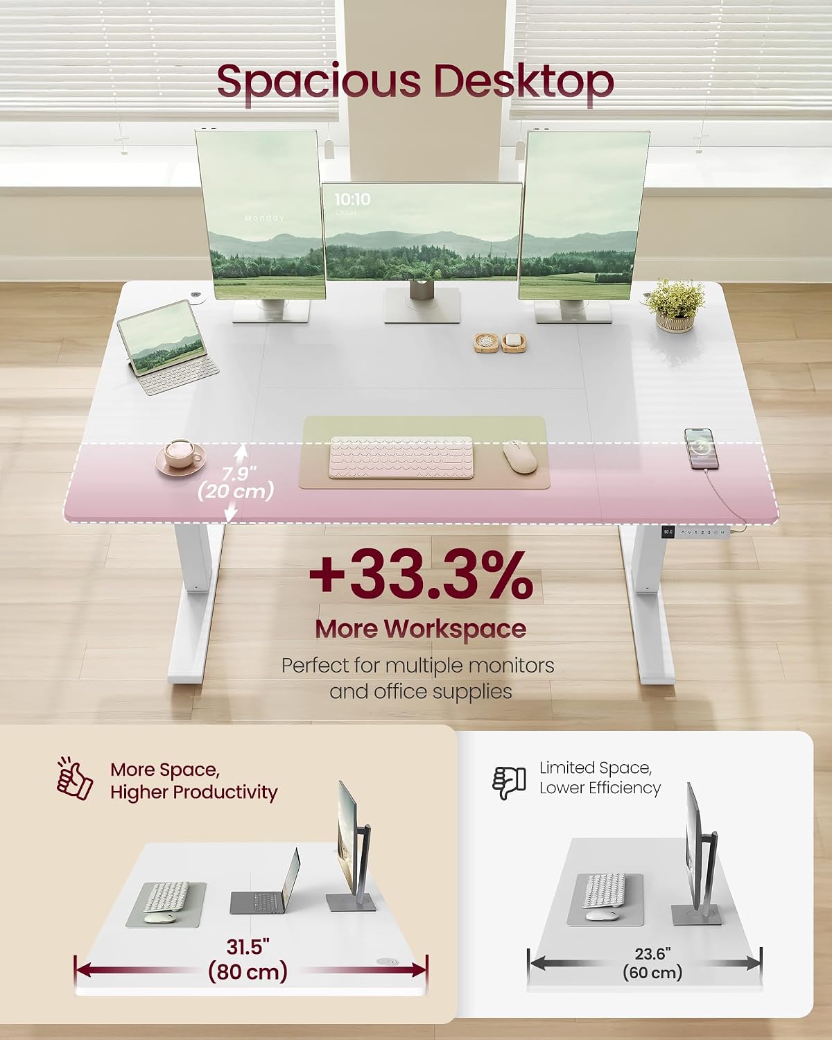 Detalle 2 de VASAGLE Electric Standing Desk 140x80 cm