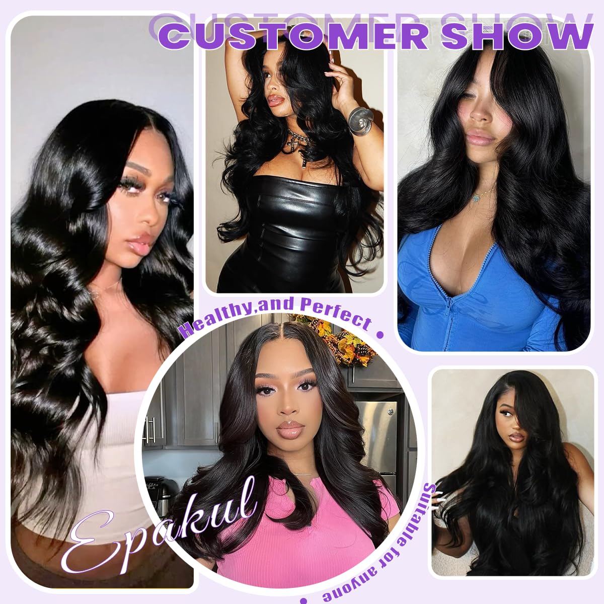 Detalle 2 de EPAKUL Body Wave Hair Bundles 18 Inch