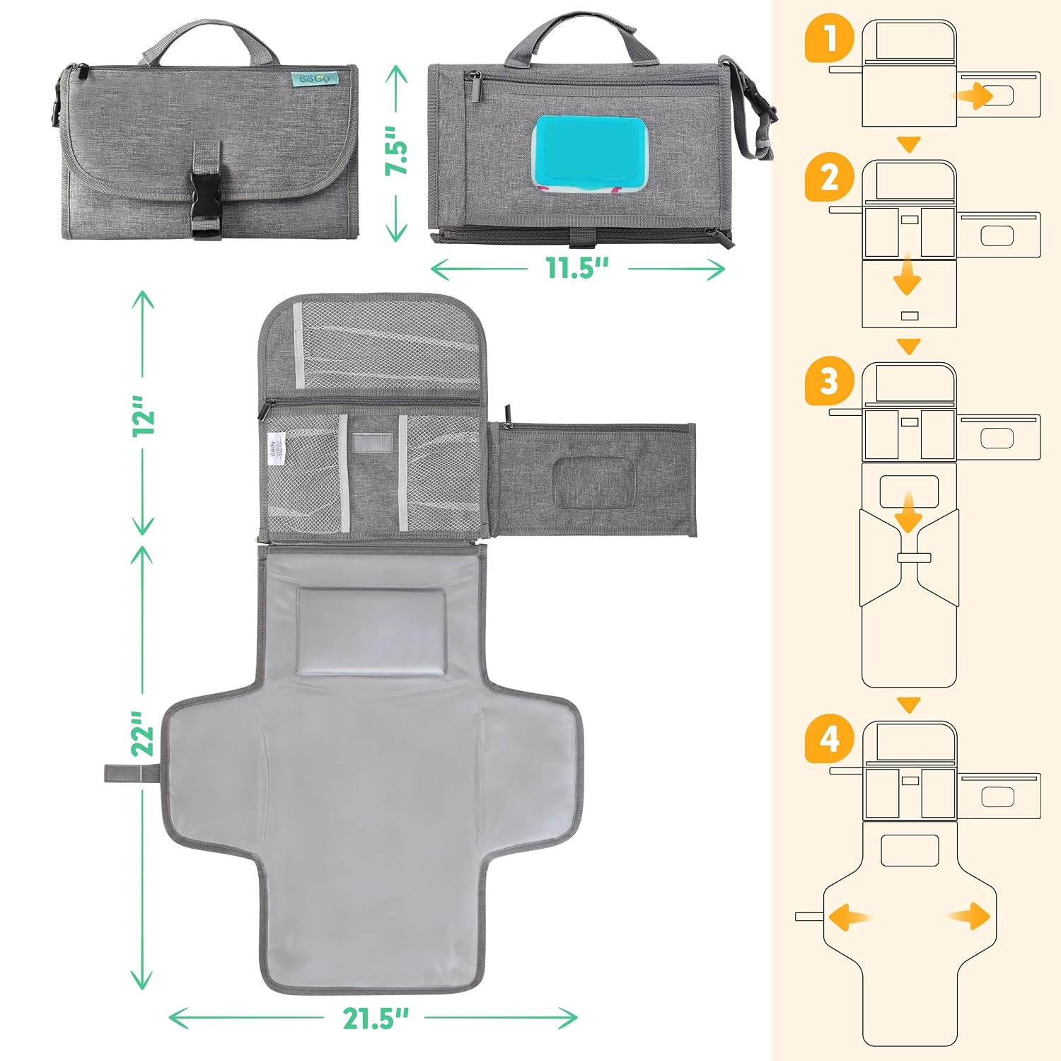 Thumbnail 4 de Kopi Baby Portable Diaper Changing Pad, Grey