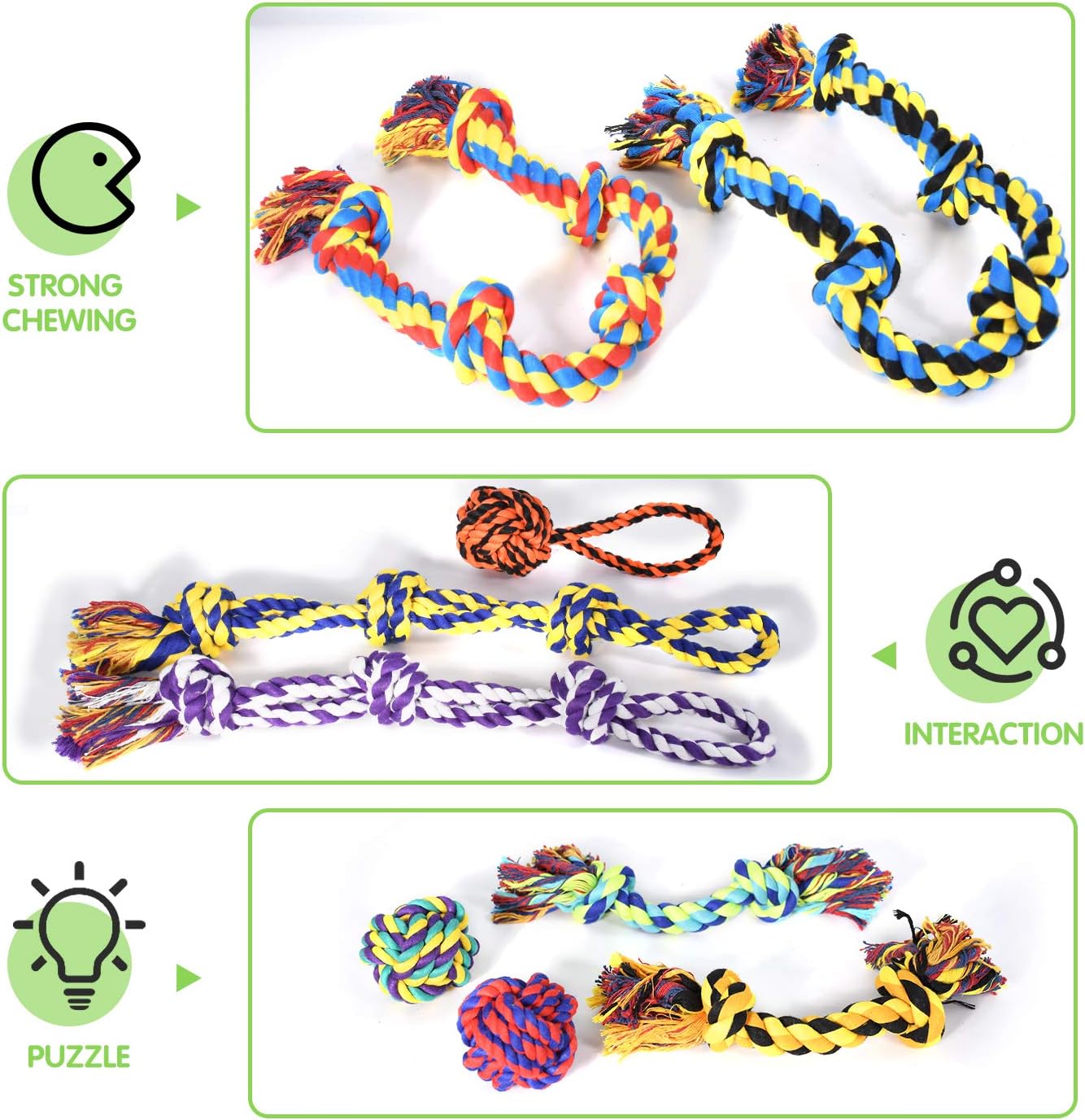 Detalle 1 de SHARLOVY Tough Chew Rope Toys 9 Pack
