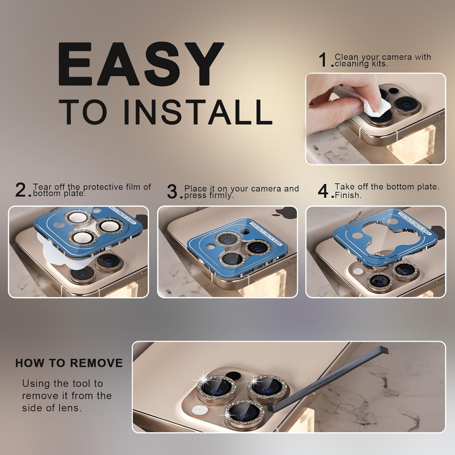 Thumbnail 6 de Choiche iPhone 16 Pro Camera Lens Protector 9H