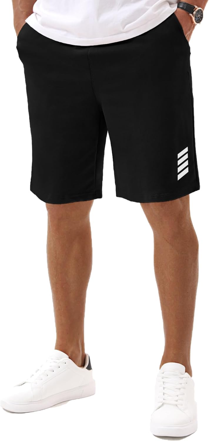 Detalle de Vortewind Kurze Hosen Herren Sweatshorts – Baumwolle, elastischer Bund, Taschen