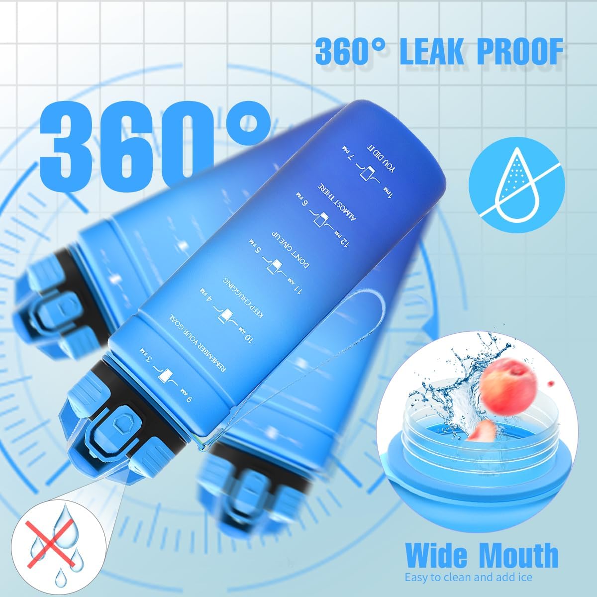 Thumbnail 4 de Expansea Trinkflasche – BPA-frei Tritan, Zeitmarkierung, auslaufsicher (1L/500ml/700ml/1500ml)