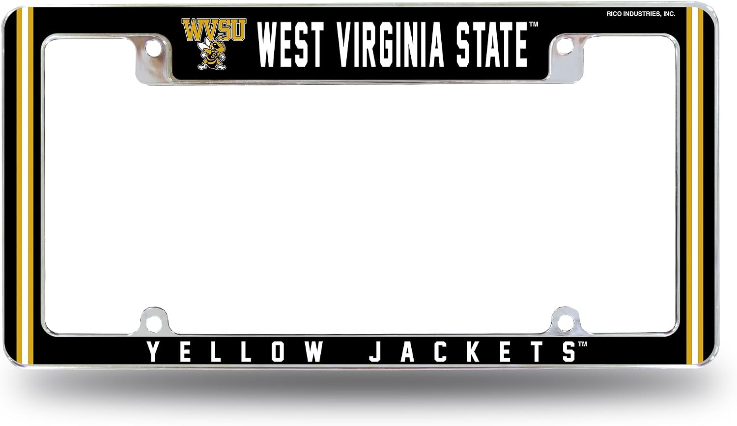 Rico Industries NCAA Standard 12" x 6" Chrome All Over License Plate Frame (V-W-X-Y Schools)