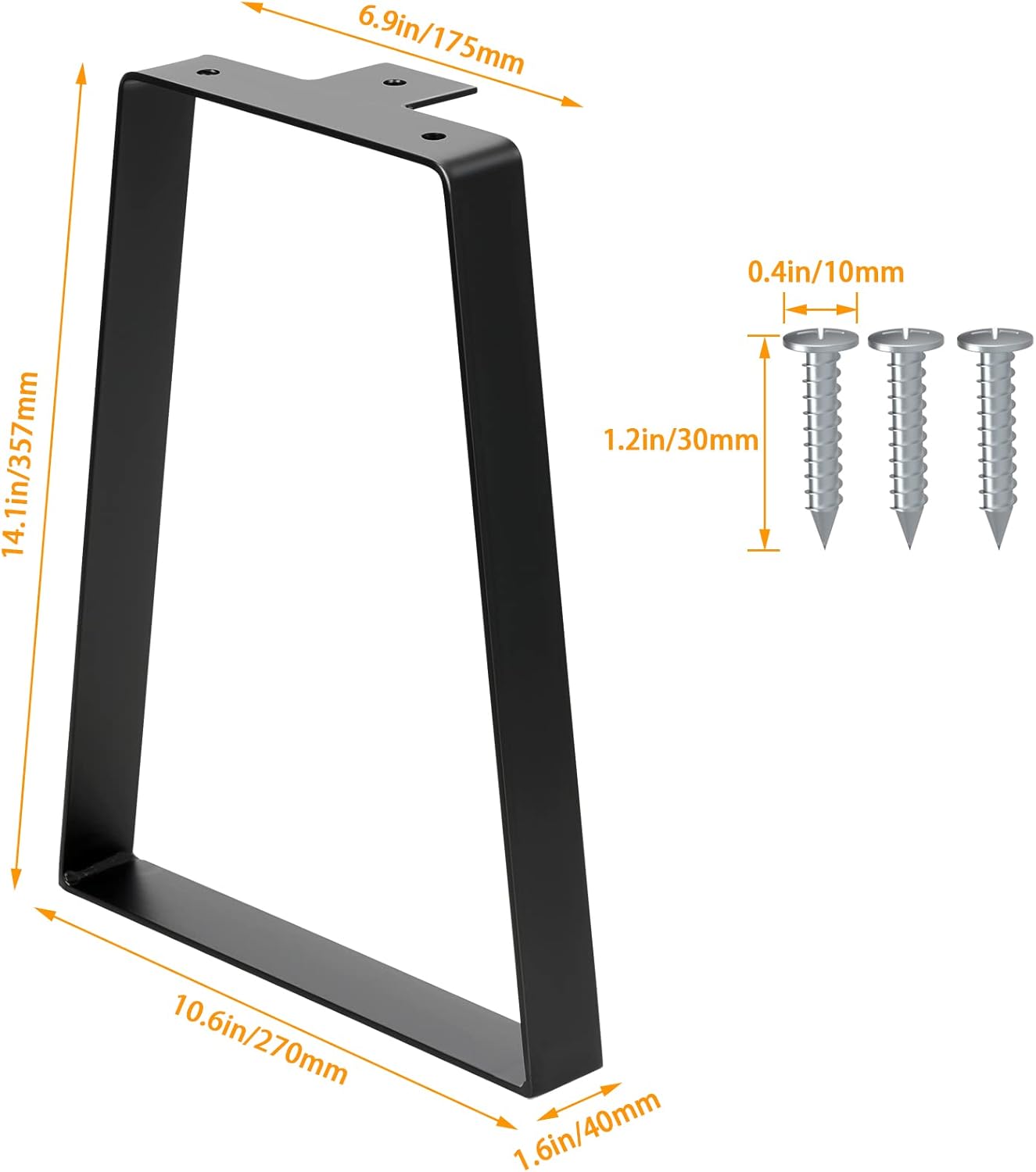 Detalle 2 de Signstek trapezoidal metal furniture legs (2x), 14 inch/35cm, black – DIY coffee table support