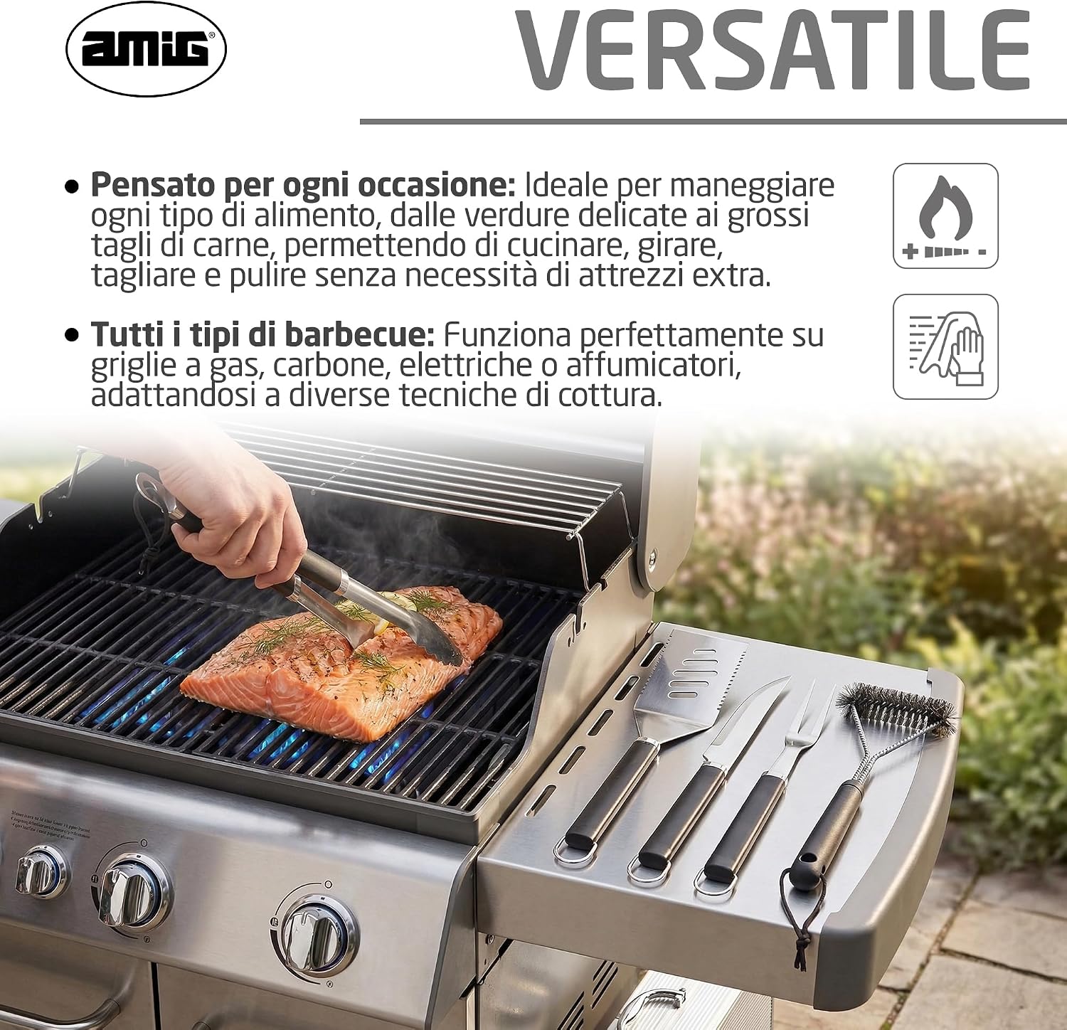 Detalle 2 de Amig Valigetta con 5 Accessori per Barbecue in Acciaio Inossidabile – Mod. AM01