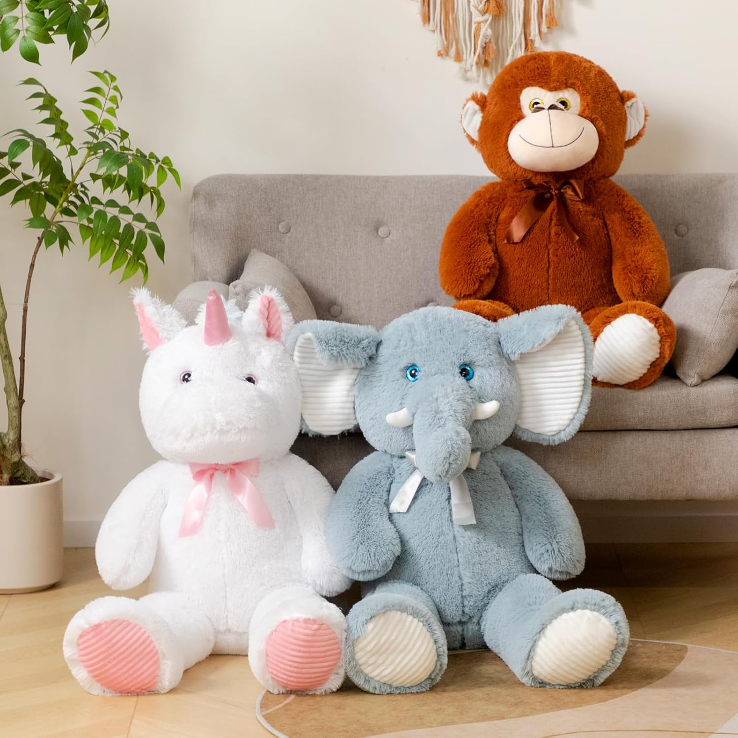 Thumbnail 6 de BEJOY XXL Großer Elefant Teddy – 100 cm, Plüschtiere mit 3D-Blauäugigen Augen, weiches Kuscheltier für Kinder