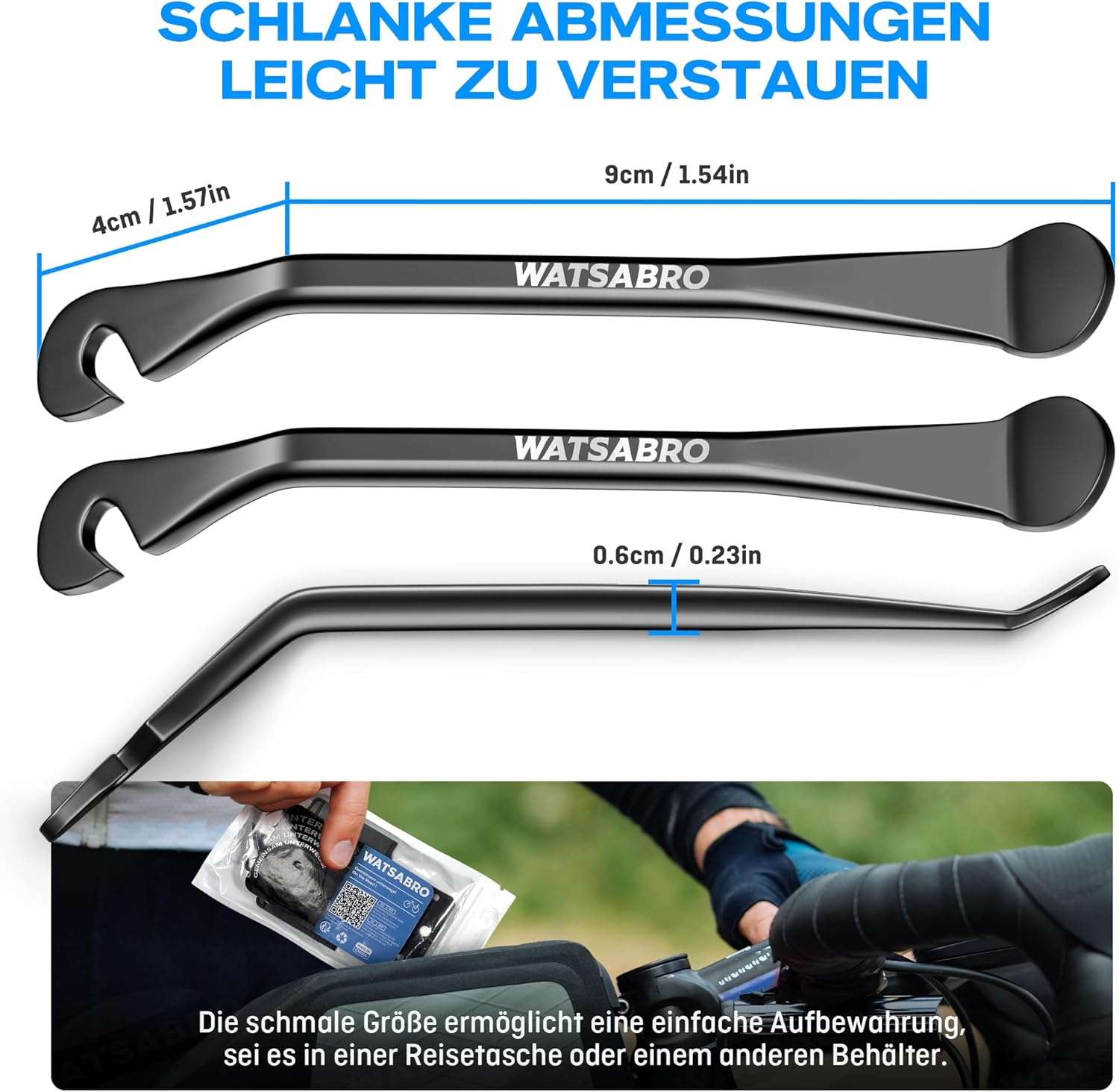 Thumbnail 5 de WATSABRO Fahrrad-Reifenheber-Set, 3 Stück – Metall, robuster Dreierpack für Reifenwechsel, schwarz