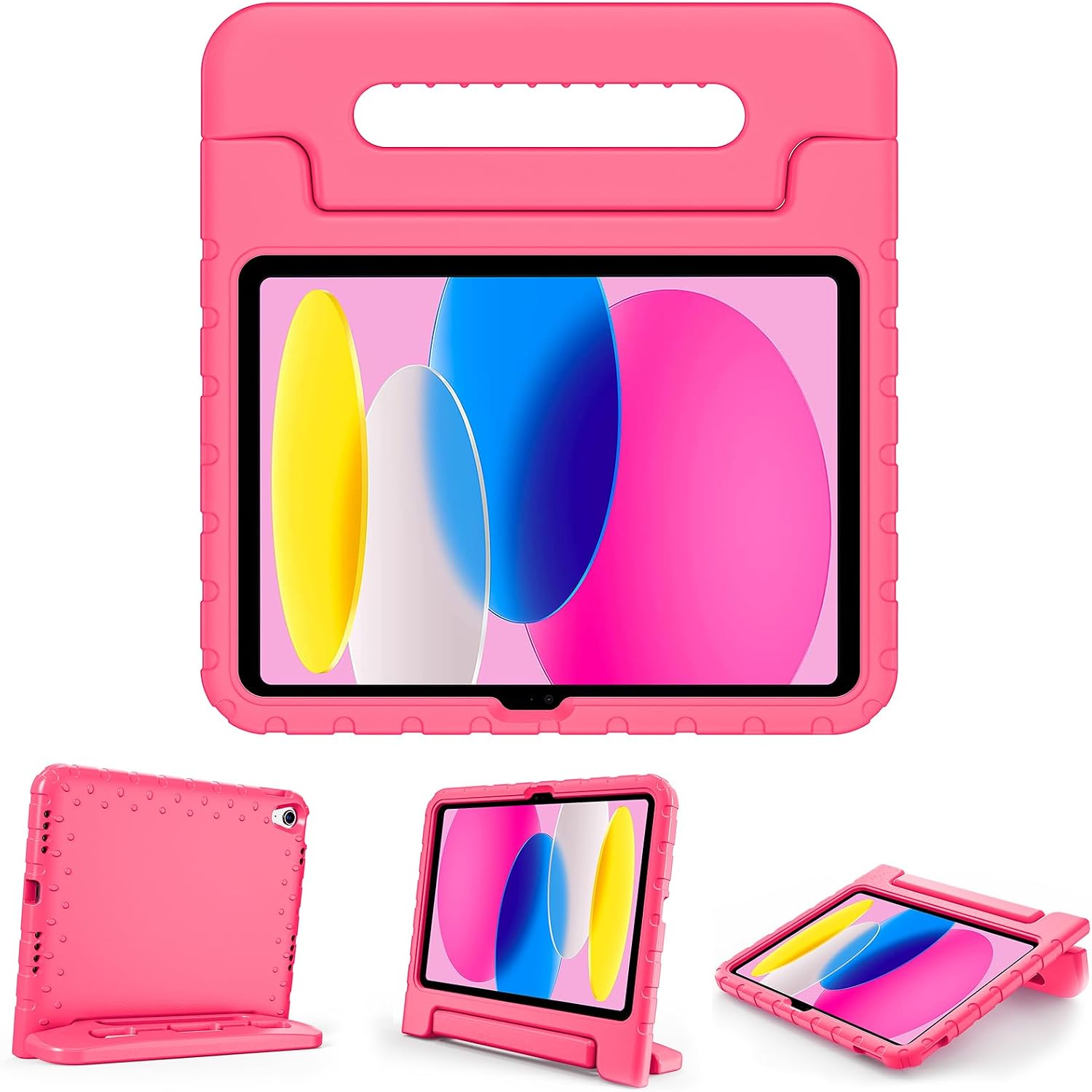 Detalle de ProCase PC-08366205 Kids iPad Case, Pink, Rotating Handle and Dual-Angle Stand