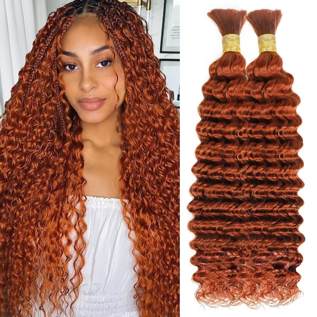 Thumbnail 6 de Boho Hair for Braiding: 18 Inch Curly Virgin Human Hair, 2 Bundles (100g) in Natural Black
