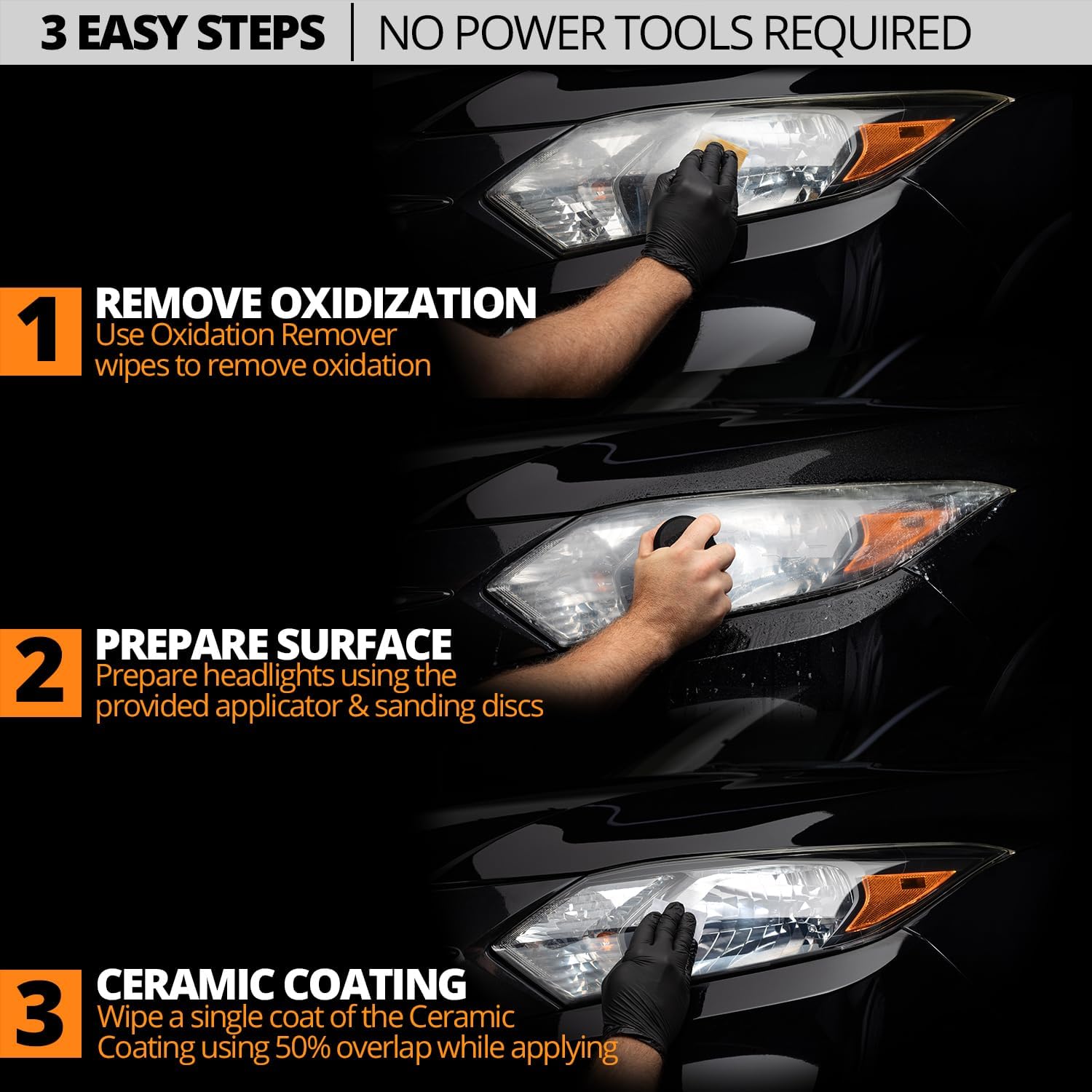 Detalle de CERAKOTE Ceramic Headlight Restoration Kit, No Power Tools, 10 Wipe Kit