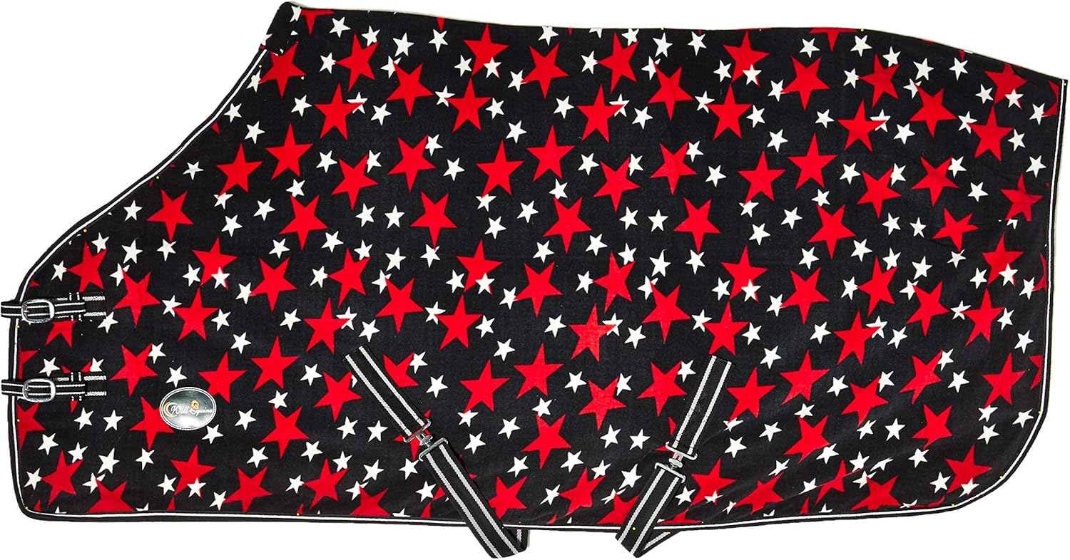 Detalle de New Horse Fleece Rug: Red Show/Travel Stable Cooler for Cob/Pony/Shetland Mini (3'6"–6'9")