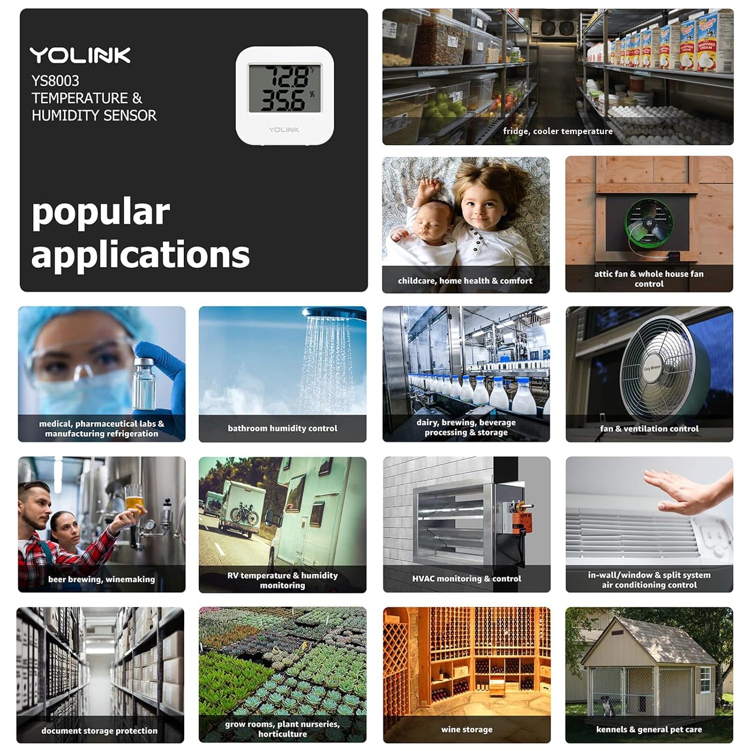 Detalle de YoLink YS8003 Indoor Temperature and Humidity Sensor with LoRa Alerts