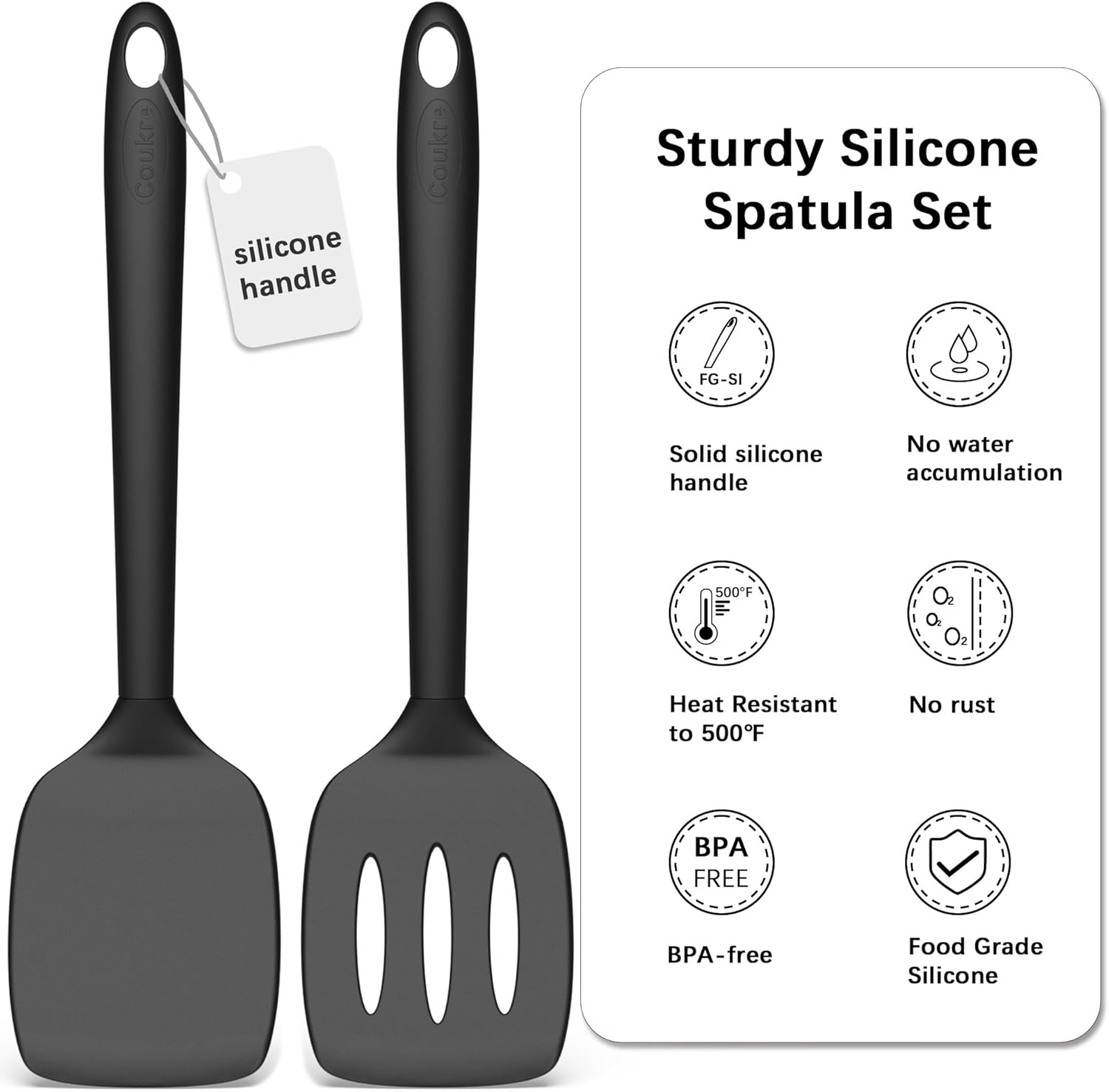 Detalle 2 de Coukre 2 Pack Silicone Spatula Set, Heat Resistant 2