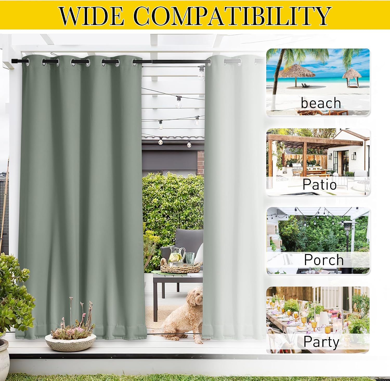 Thumbnail 4 de NICETOWN 2 Panels Outdoor Curtains W100xL84 🌤