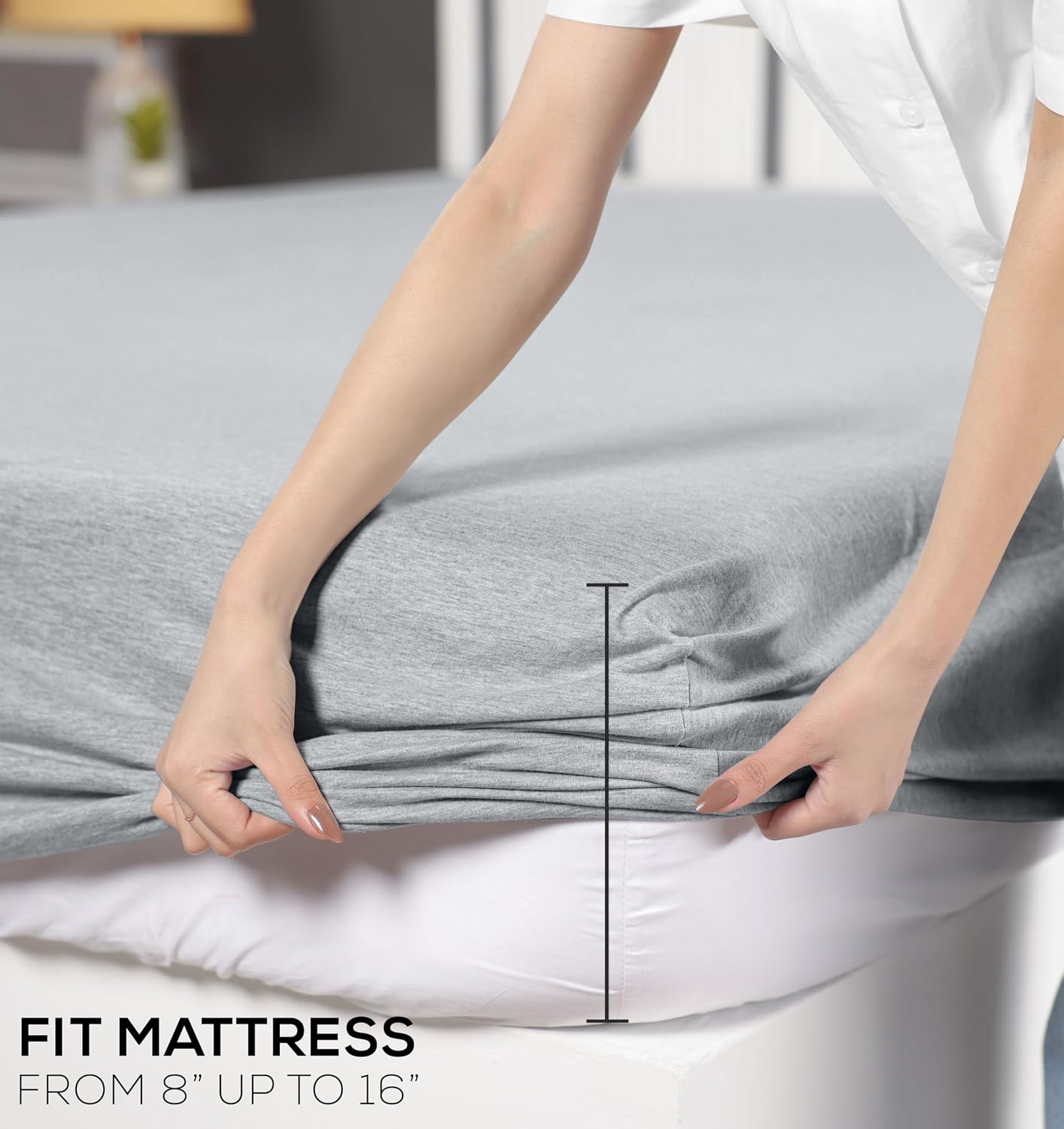 Detalle de Utopia Bedding UB Jersey Knit Sheet Set, Full, Heather Light Grey