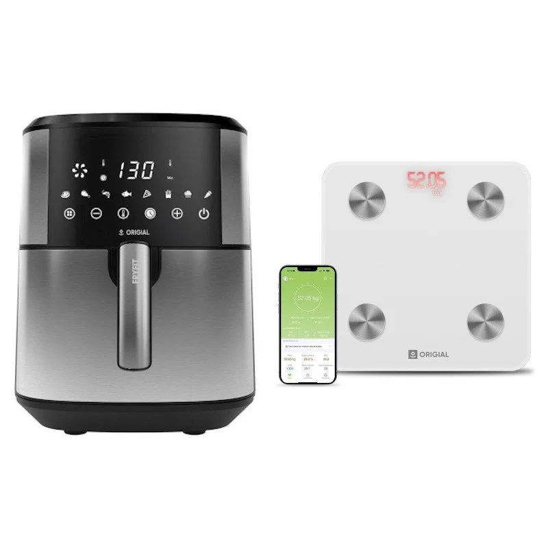 Detalle de Origial FRYFIT 8L Freidora de Aire 1700W + SCALE CARE&FIT SMART WHITE (Pack) - cocina saludable y precisión en casa