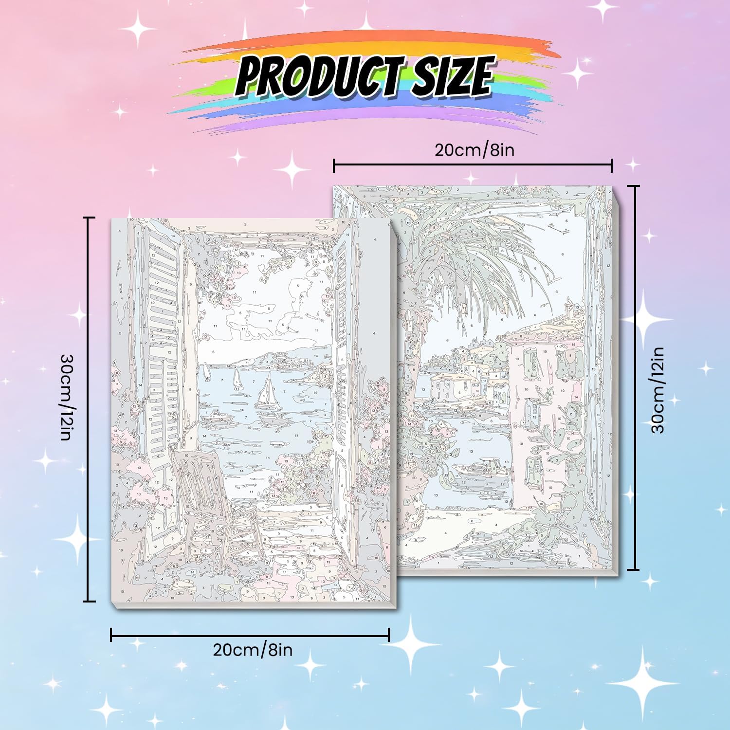 Detalle de Yveszomi 2 Pack Paint by Numbers for Adults with Frame – Seascape Canvas Kits (8x12in)