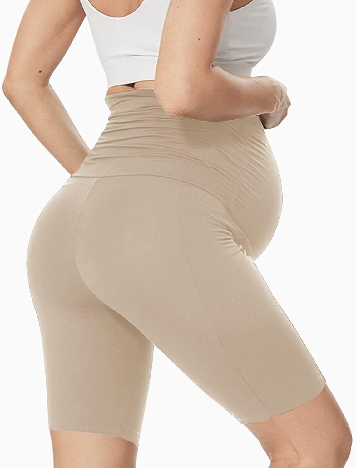 Thumbnail 1 de QGGQDD Maternity Biker Shorts Over Belly High Waisted for Pregnancy Yoga Workouts