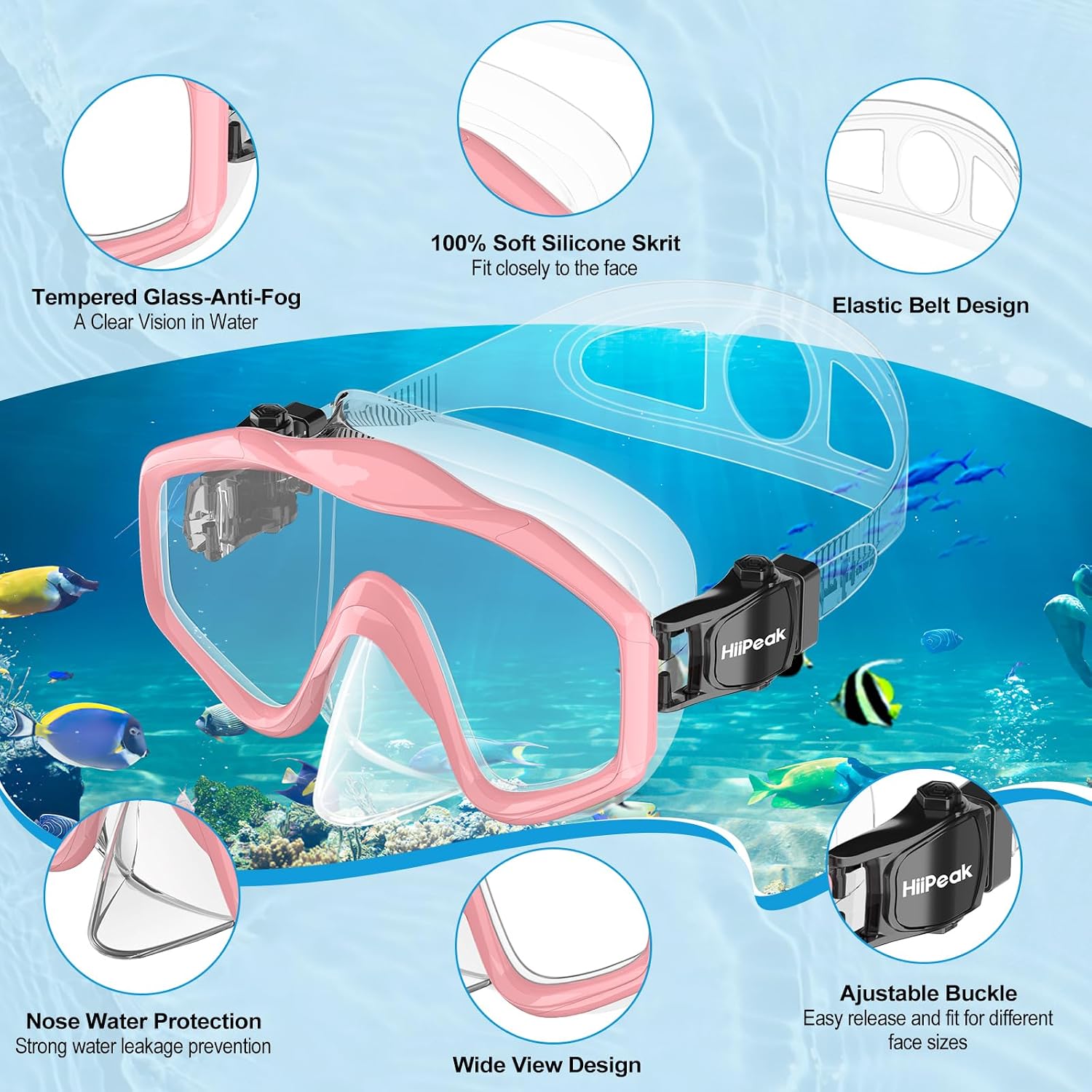 Detalle de HiiPeak Kids Snorkel Set for 4–16