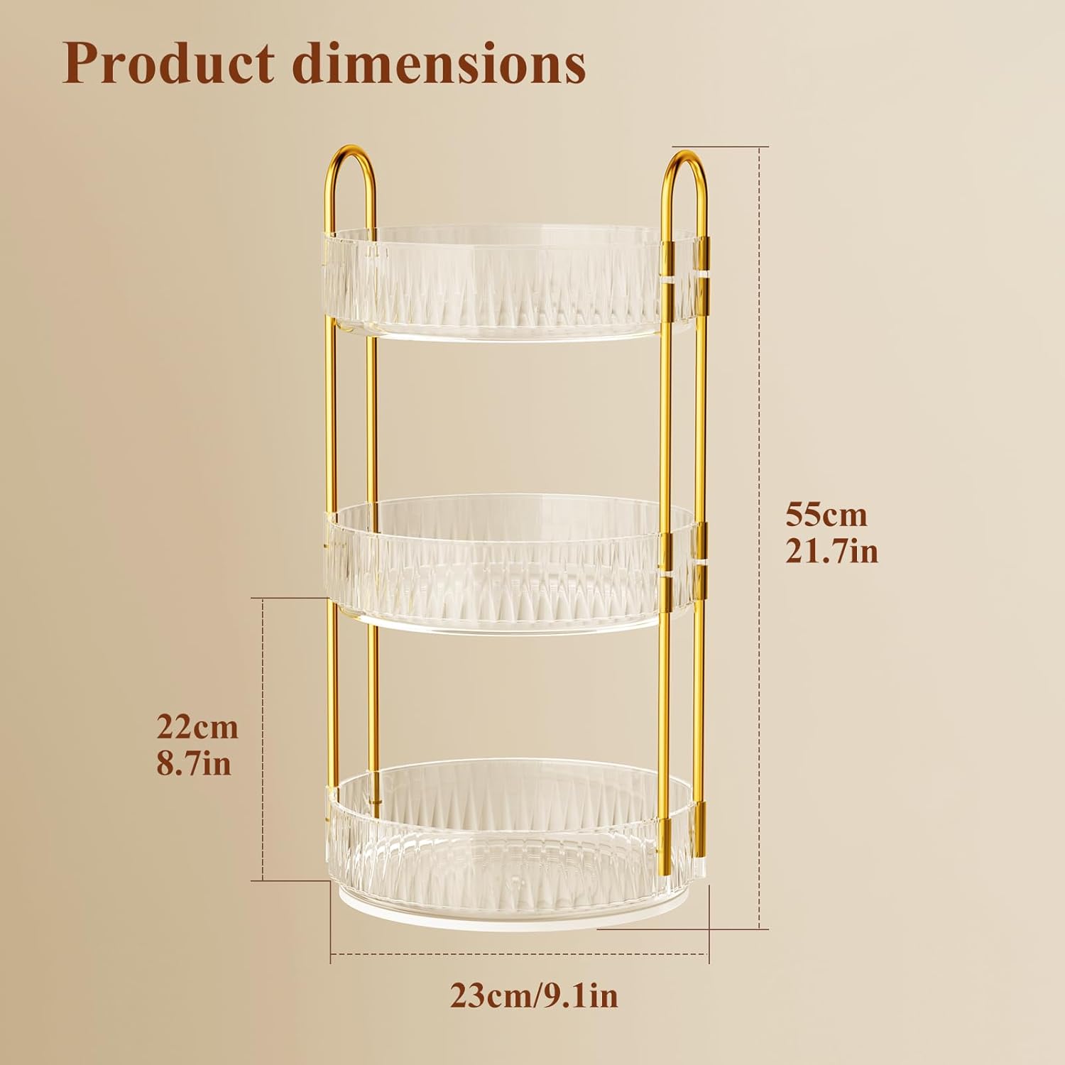 Detalle 2 de Dayacoco 360 Rotating Makeup Organiser, 3-Tier Round Spinning Storage Stand