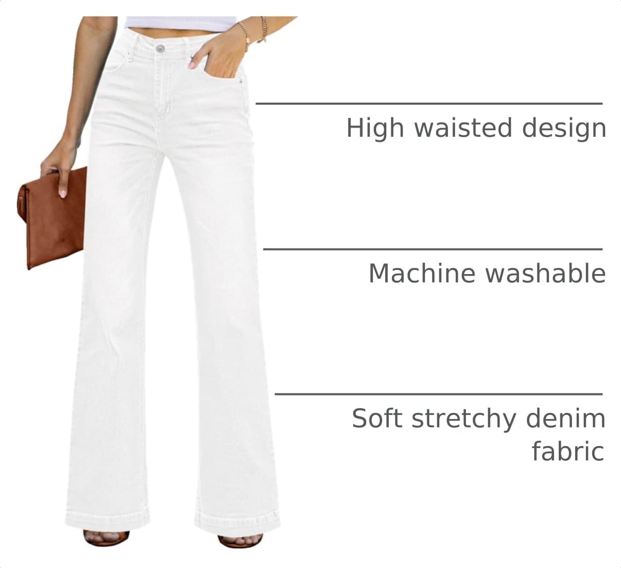 Thumbnail 3 de GRAPENT Women's High Waist Wide Leg Jeans