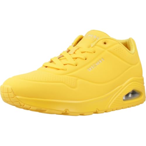 Detalle de Skechers Uno Stand Air, baskets femme jaunes en Durabuck et mesh