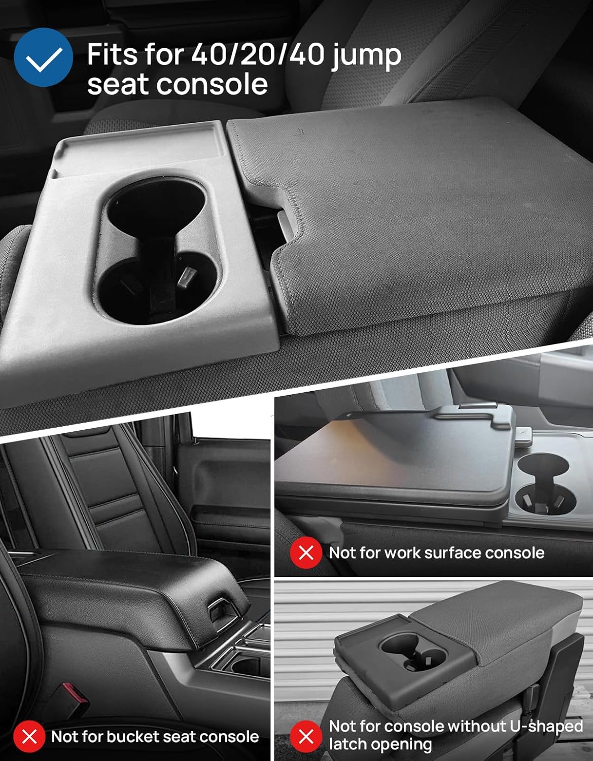 Thumbnail 1 de JOYTUTUS Center Console Cover for 2015-2026 Ford F-150 and 2017-2026 F-250/F-350/F-450 (40/20/40 Jump Seat)