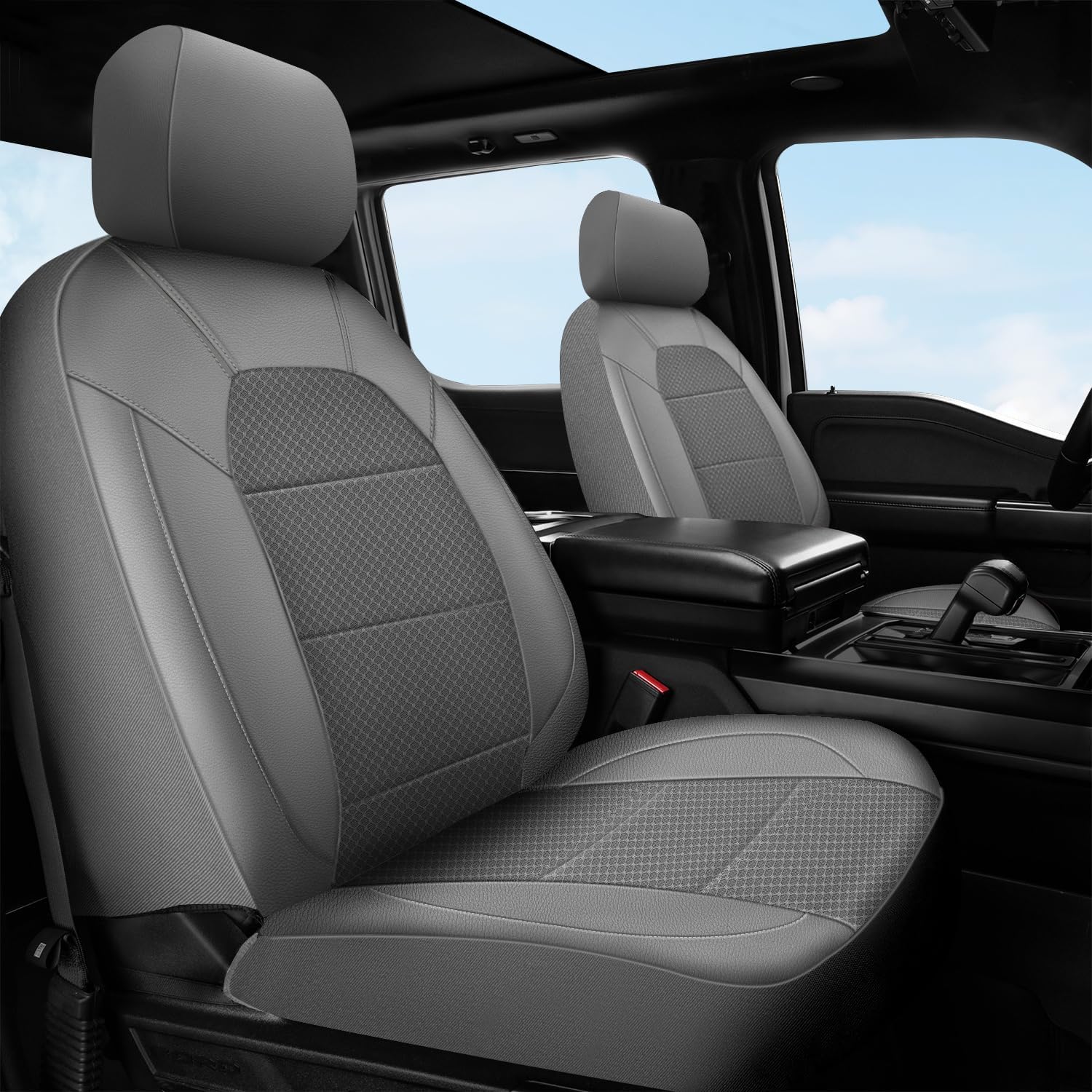 Thumbnail 1 de CAR PASS Leather Car Seat Covers Full Set, Gray