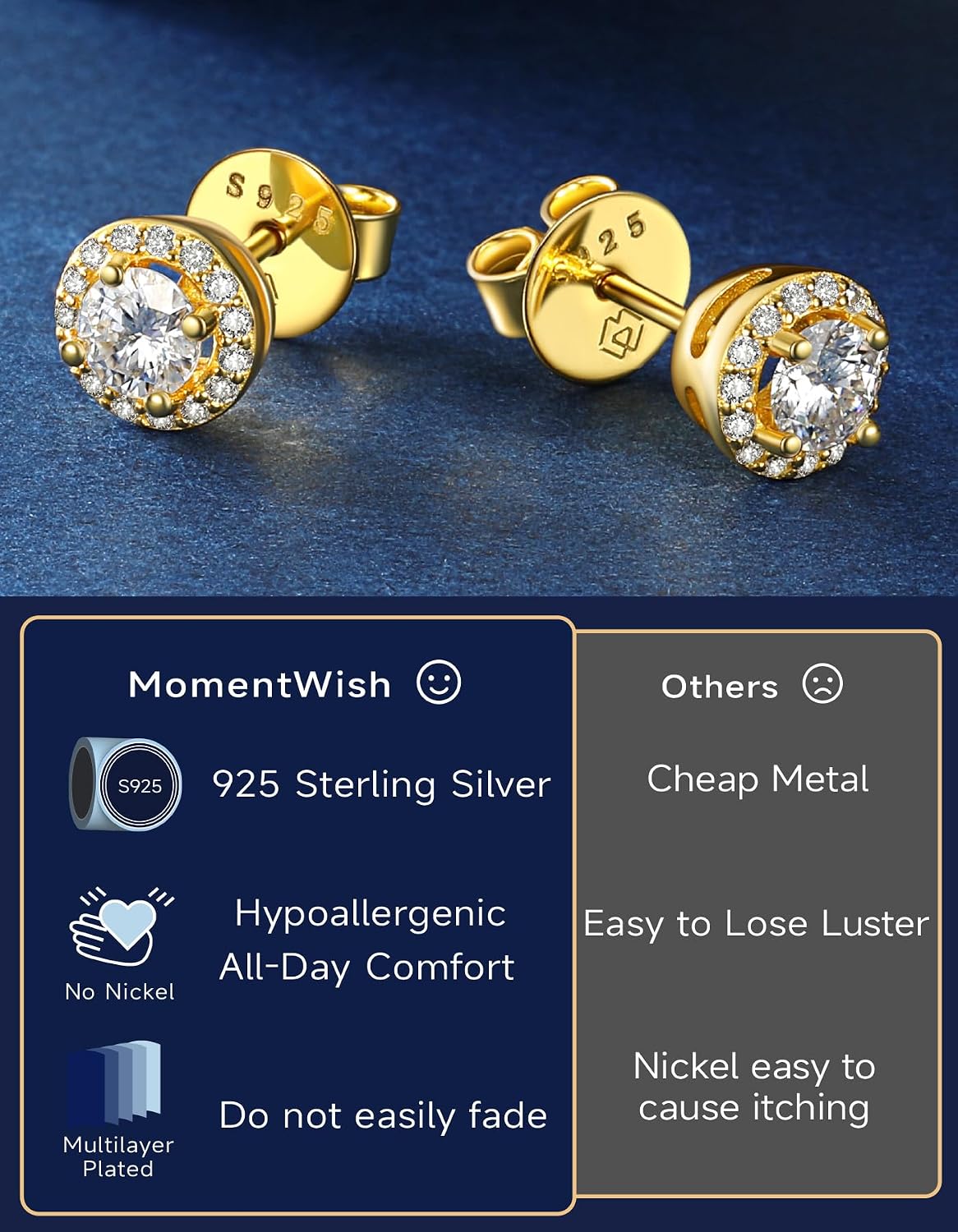 Thumbnail 6 de MomentWish Moissanite 1 ct Puces Argent 925
