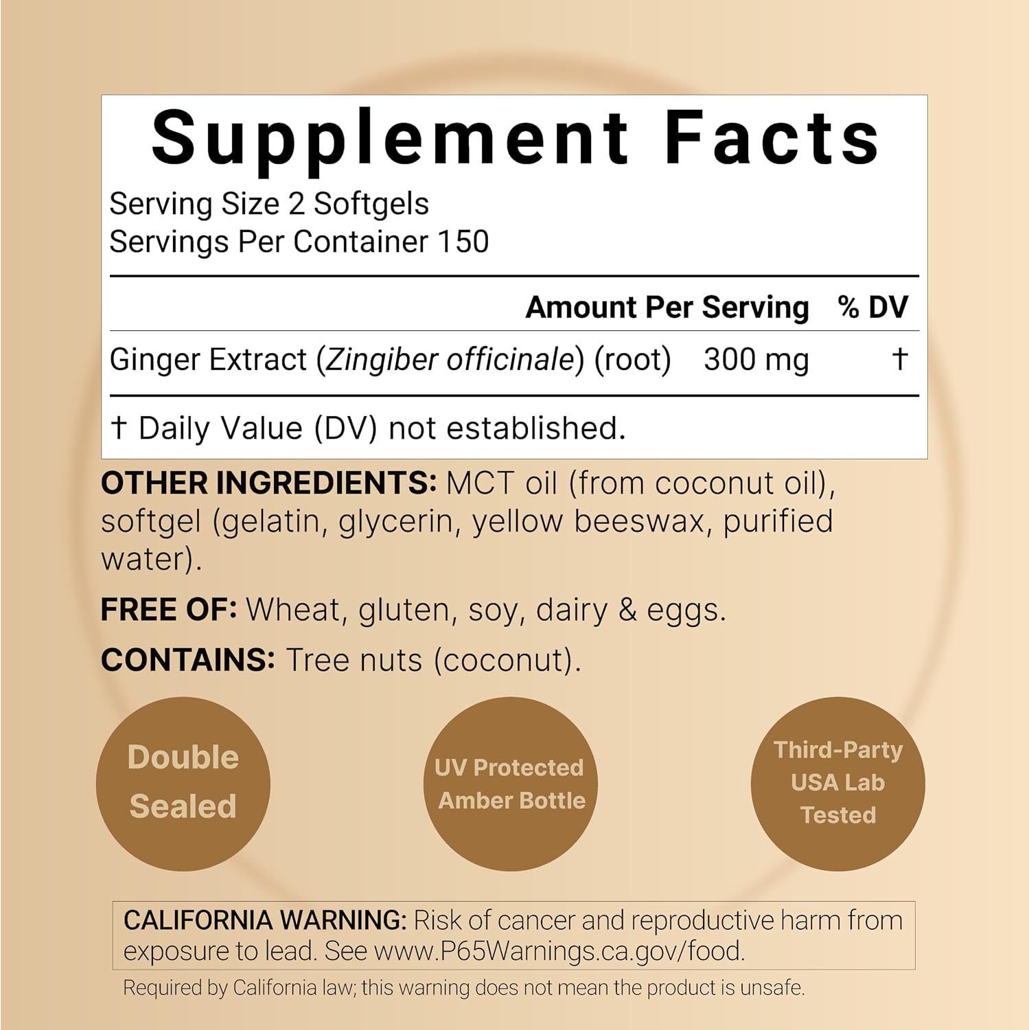 Detalle 2 de NatureBell Ginger Supplement, 300 Softgels