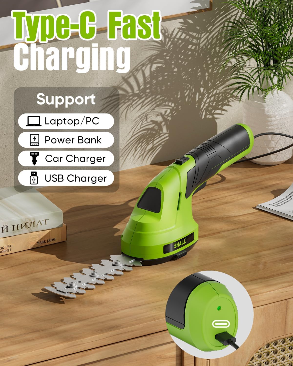 Thumbnail 3 de SHALL Cordless Grass Shears & Hedge Trimmer (7.2V) 2 in 1, 2000mAh battery