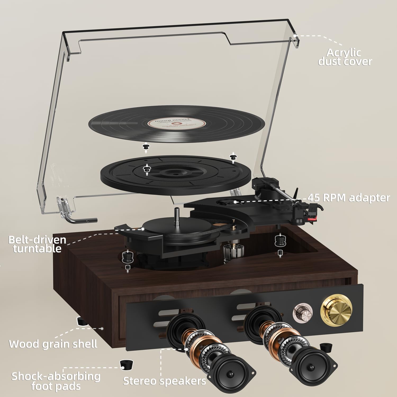 Thumbnail 5 de FYDEE platine vinyle USB, Bluetooth