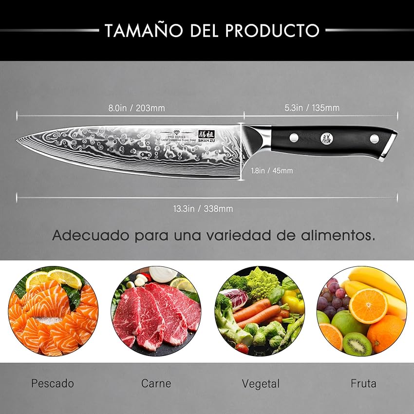 Thumbnail 4 de SHAN ZU Cuchillo Damasco 20cm 🍴 - Profesional & Versátil